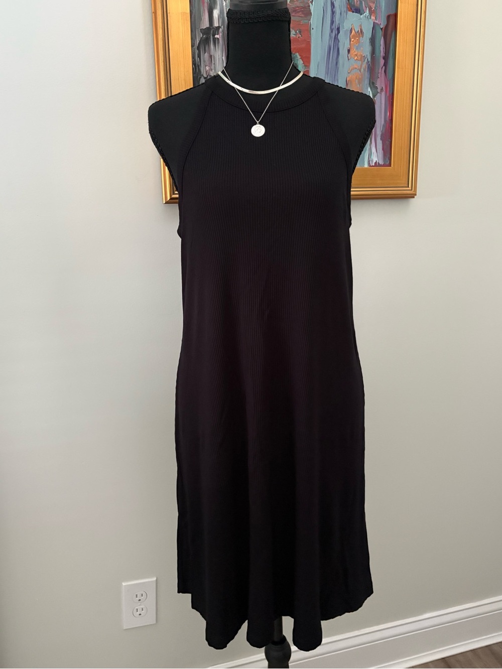 Old Navy Black Ribbed Halter Midi Dress